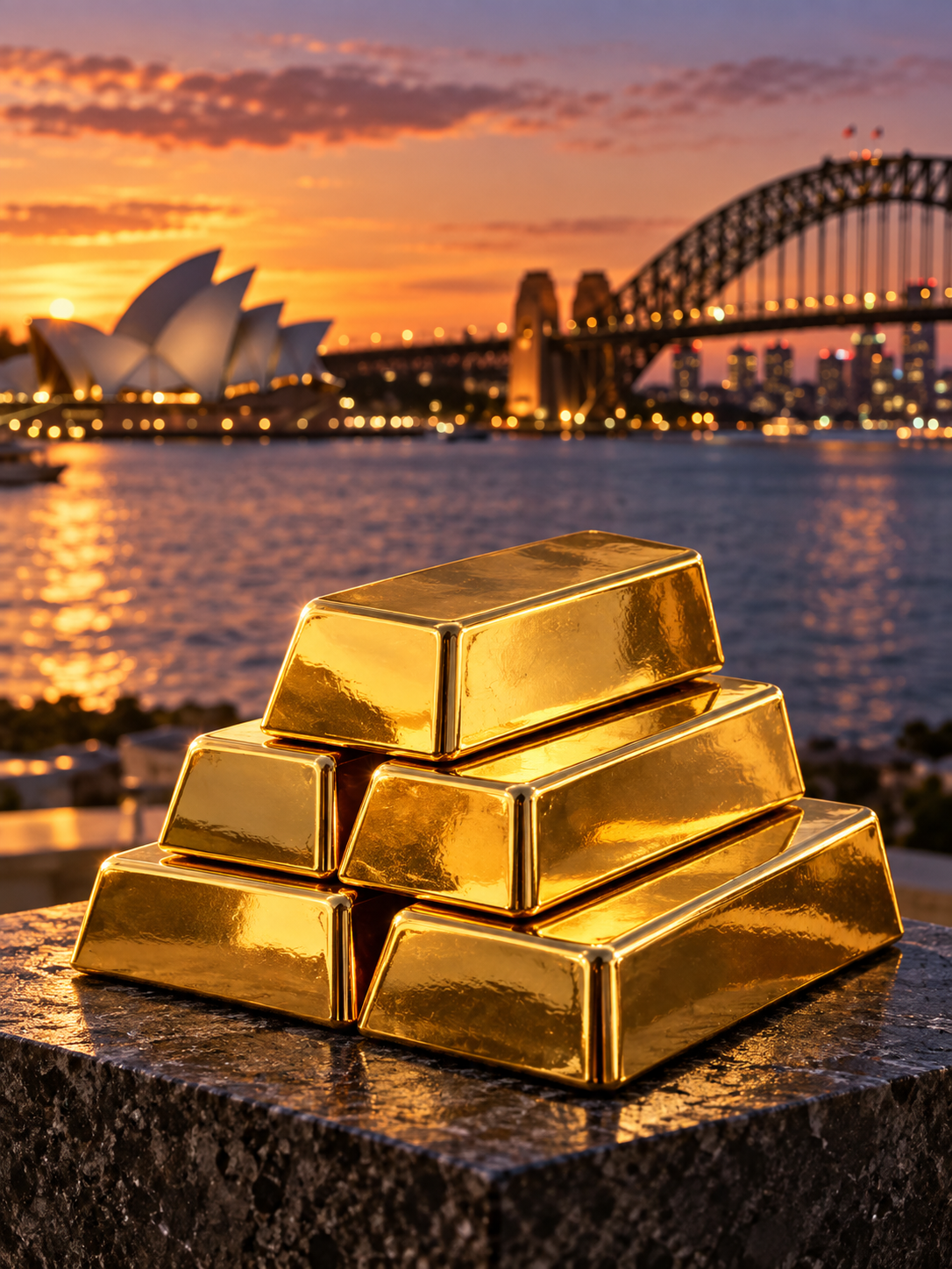 Gold reward concept by Sydney Harbour